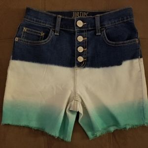 NWOT Justice Girls Size 12 Blue Ombre Denim Shorts